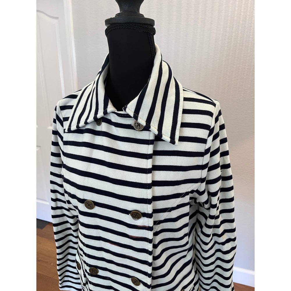 Nautical Striped Military Jacket Anchor Buttons Ralph Lauren Jeans Co Women's L